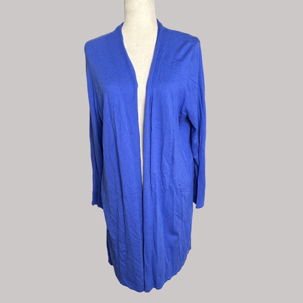 Talbots Open-Front Cobalt Blue Long Cardigan
